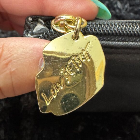 Luv Betsey Small Black Faux Leather Wristlet With Gold-Tone Lips Charm - Picture 5 of 5